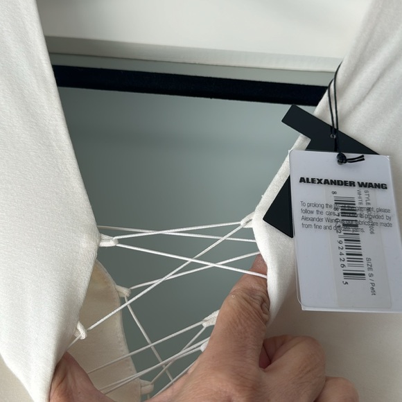 Alexander T Wang white plunging lace up front & back bodysuit - Picture 13 of 14